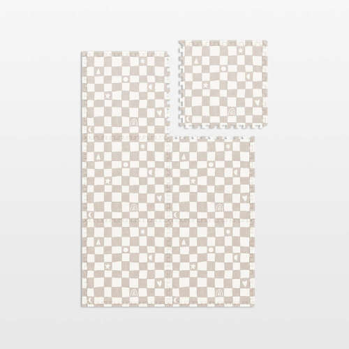 Lalo Oatmeal White Checkered 4x6 Baby Play Mat