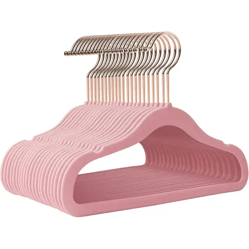 Baby Hangers Velvet 50 Pack-11.4 Inch,Baby Clothes Hangers Non Slip, Baby Hangers for Closet,Sturdy Infant/Toddler Hangers Pink Hangers