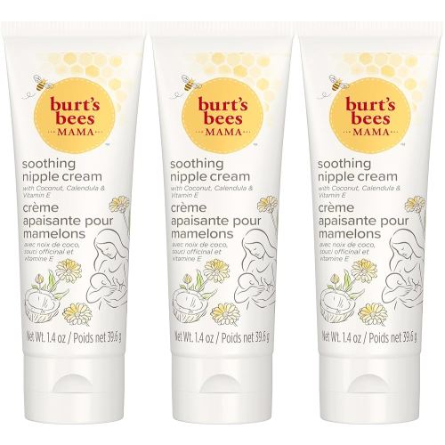 Burts Bees Mama Soothing Nipple Cream with Coconut, Calendula and Vitamin E, 100% Natural Origin, 1.4 Ounces, Pack of 3