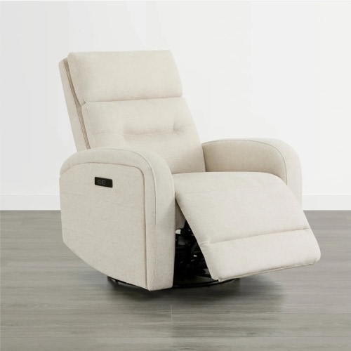 Theo Linen Power Swivel Glider Recliner with Power Headrest
