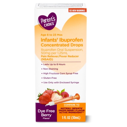 Parent's Choice Ibuprofen Infants’ Drops, Pain Reliever, Fever Reducer, Dye Free, 1.0 Fluid Ounce