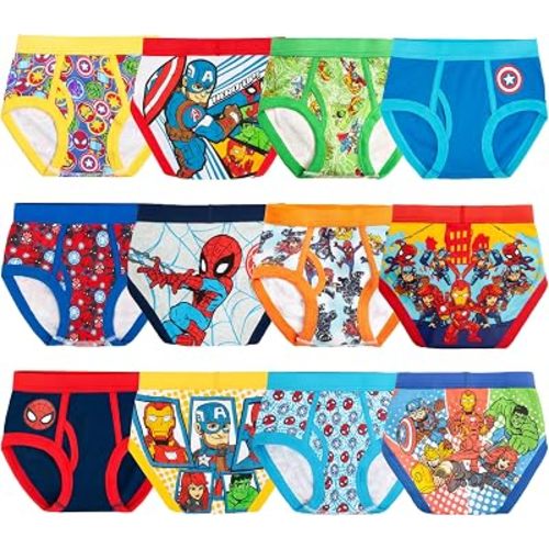 Marvel Boys' Toddler Exclusive 12-pk Unboxing Spiderman & Superhero Friends Briefs Perfect for Gifting & Potty Training
