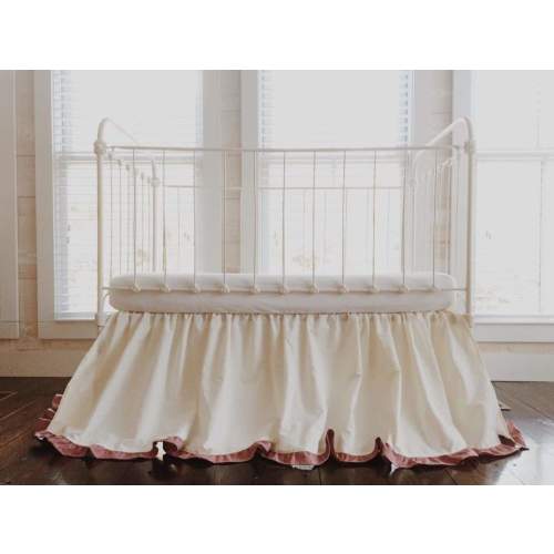 Ivory and Blush Ruffled Crib Skirt for Baby Girls