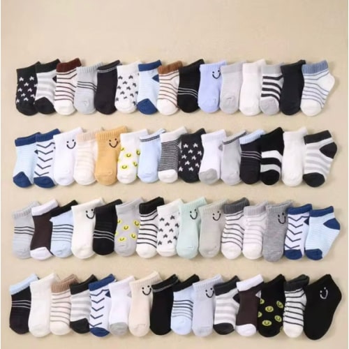 24 Pairs Soft Baby Socks, Striped & Star Pattern, Toddler Boys Socks, Assorted Printed Designs, Comfortable Breathable Stretchy Daily Socks, 0-36 Months, Suitable For Spring/Summer, Baby Socks, Toddler Boy Socks, Infant Socks, Ankle Socks, Printed Socks,