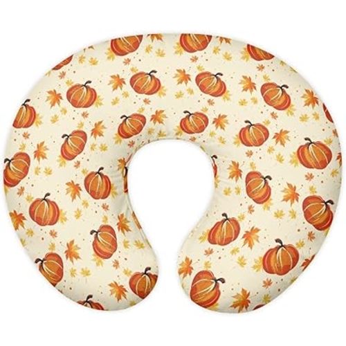 Fall Maple and Pumpkin Baby Nursing Pillow Cover Breastfeeding Nursing Pillow Slipcovers Super Soft Easy to Use and Dustptoof Thanksgiving Decoration