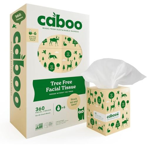 Caboo Tree Free Facial Tissues, 60 Tissues Per Box, 360 Total