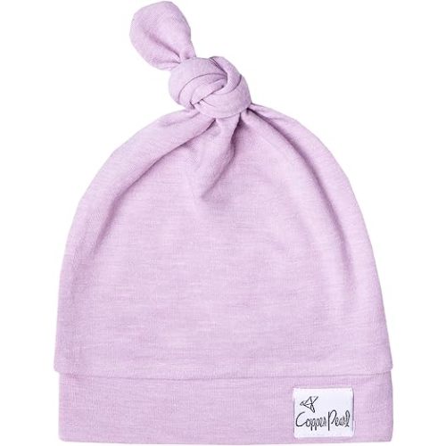 Copper Pearl Baby Beanie Hat Top Knot Stretchy Soft Lily