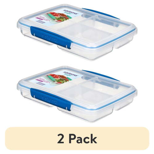 (2 pack) Sistema To Go Collection 820ml/3.4 Cups Multi Split Food Storage Container