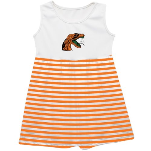 Florida A&M Rattlers Vive La Fete Girls Infant Striped Tank Top Dress - Orange