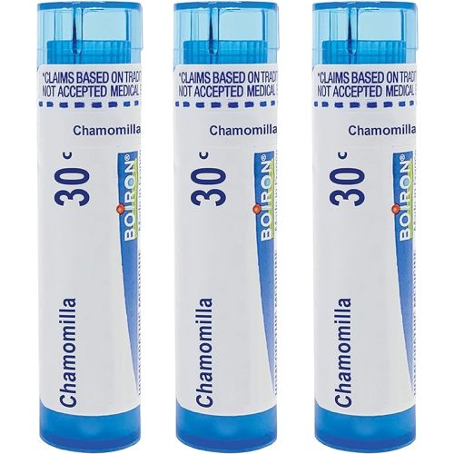 Boiron Chamomilla 30C to Alleviate Irritability, Restlessness, and Occasional Sleeplessness at Night - Pack of 3 (240 Pellets)
