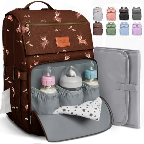 Baby Diaper Bag Backpack - Large Bag for Boys & Girls, Waterproof Diaper Backpack - Travel Diaper Bags w/Changing Pad, Baby Registry Search & Shower Gifts - Essentials Must Haves Newborn Stuff