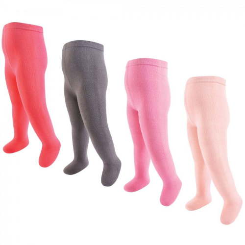 Touched by Nature Baby Girl Organic Cotton Tights, Coral Charcoal, 0-9 Months