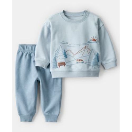 Baby Boys' Day Dream Mountain Print Sweatshirt and Pants, 2-Piece Set