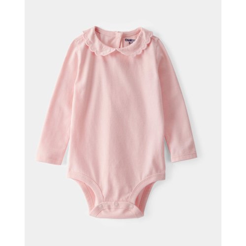 Baby Scalloped Collar Long-Sleeve Bodysuit - Pink - OshKosh B'gosh | Carter's