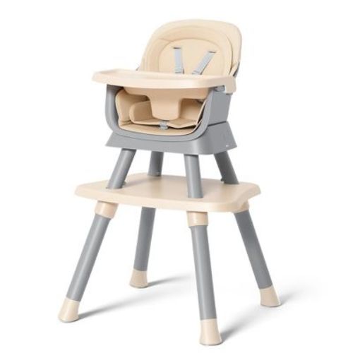 TODECARE Baby High Chair, 8 in 1 Convertible Highchair for Baby& Toddler, Booster Seat, Toddler Chair with Safety Harness, Removable Tray, Taupe