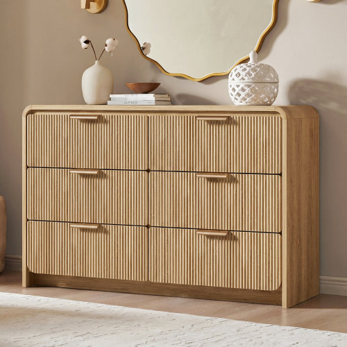 Ebern Designs 47''W 6-Drawer Dresser, Modern Chest Of Drawers W/ Curved Edge, Closet Organizer For Bedroom Living Room Hallway & Reviews | Wayfair