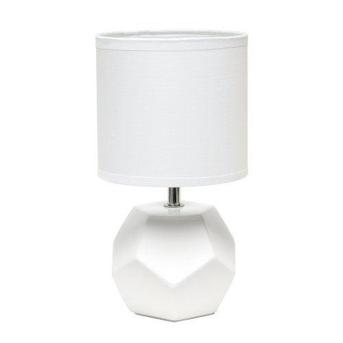 Simple Designs Round Prism Mini Table Lamp with Matching Fabric Shade