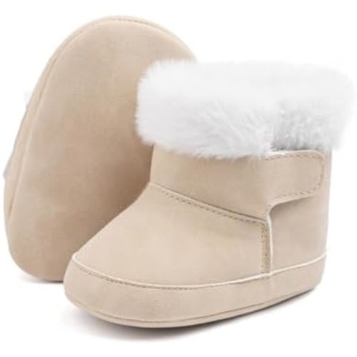 Infant Unisex Warm Fur Lining Soft Boots Baby Winter Ankle Non-Slip Rubber Texture Sole Toddler Winter Snow Crib Shoes