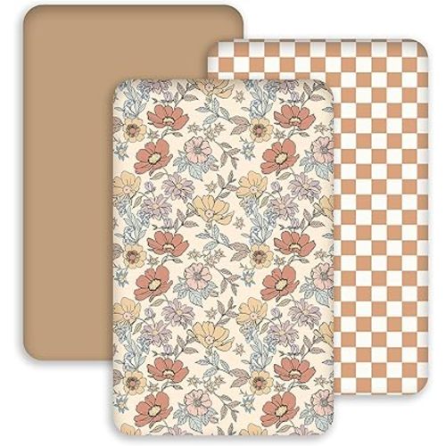 Baby Bassinet Sheets 33x20 for Newton,Airclub,Maxi Cosi,Angelbliss,Dream on Me,Mika,Harppa,Amke,ezebaby Rectangle Bassinet Mattress - Retro Floral 3 Pack Girl