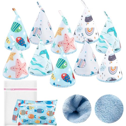 10 Pcs Coral Velvet Peepeeteepe Baby Boy with Storage Bag & Laundry Bag, Strong Water Absorption Pee Peep Teepee for Baby Boy, Reusable Pee Covers for New Parents Gift