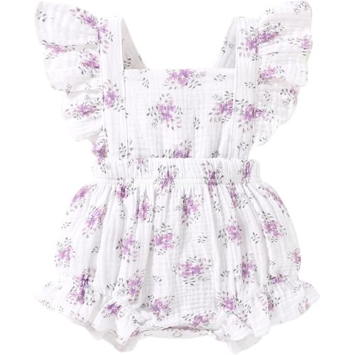 Happy Town Newborn Baby Girl Clothes Infant Summer Romper Sleeveless Floral Cute Outfits One Piece Jumpsuit Bodysuit