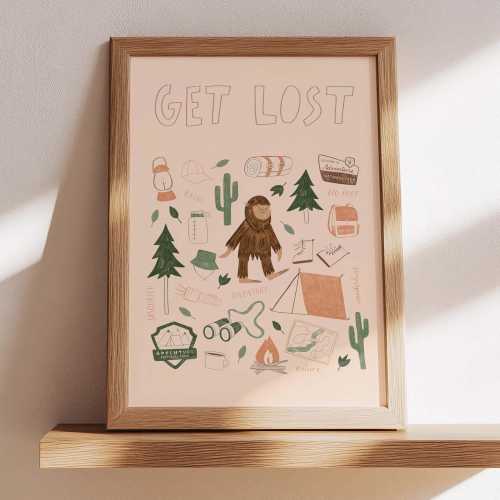 Bigfoot "Get Lost" Camping Sasquatch Art Print