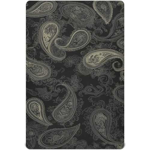 Kigai Black Colours Paisley Crib Sheets - Fitted Crib Sheets for Boys Girls, Soft Baby Crib Mattress Sheets 52 x 28 Inches
