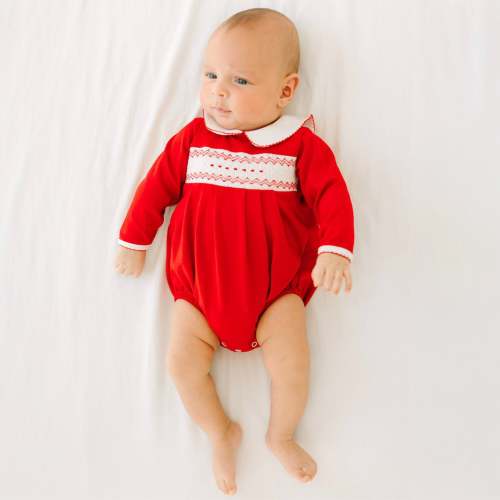Chris Classics Smocked Long Sleeve Unisex Bubble - Red