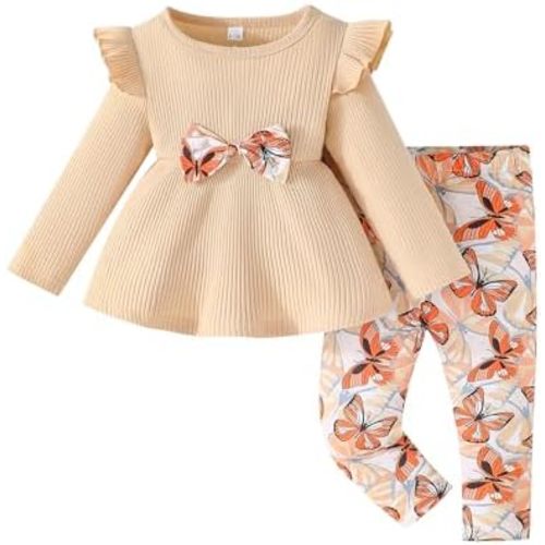 Jecson Baby Girl Clothes Toddler Girl Clothes Butterfly Top and Pants Set