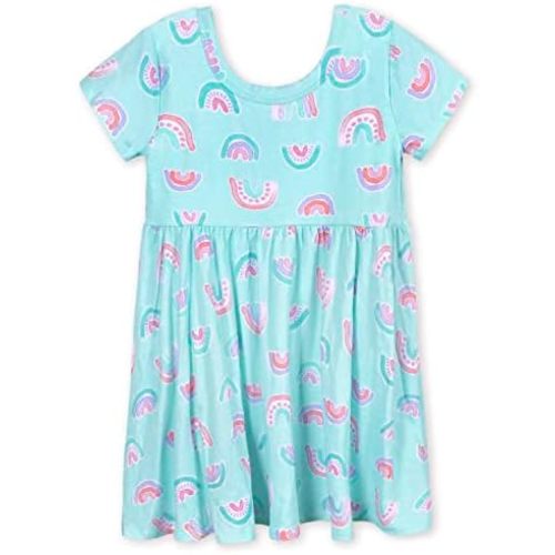Gerber Baby Girls' Toddler Buttery Soft Short Sleeve Twirl Dress with Viscose Made from Eucalyptus