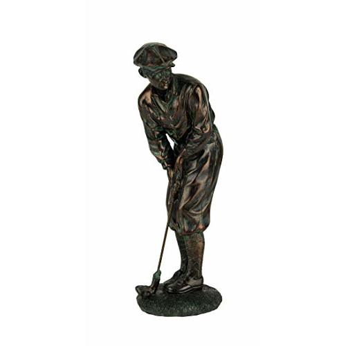 Napco Imports Man Golfer Putting Bronzetone 9 Inch Resin Stone Statue Figurine