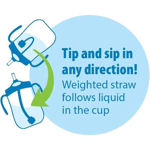 Dr. Brown's Milestones Baby's First Straw Cup, Training Cup with Weighted Straw, 9oz/270mL, Dark Blue/Vintage Yellow, BPA Free, 6m+, 2 Pack