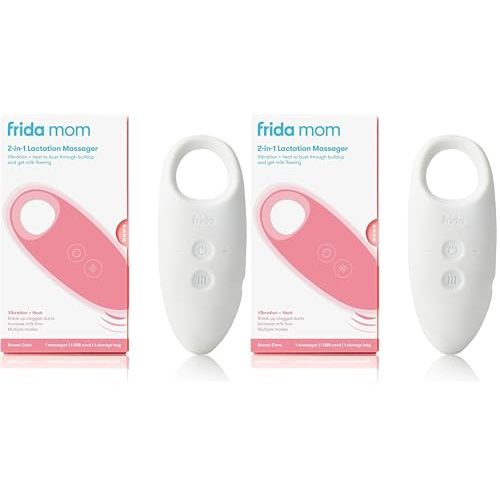 Frida Mom 2-in-1 Lactation Massager - Multiple Modes of Heat + Vibration for Clogged Milk Ducts, Increase Milk Flow, Breast Engorgement - USB Cord Included (Pack of 2)
