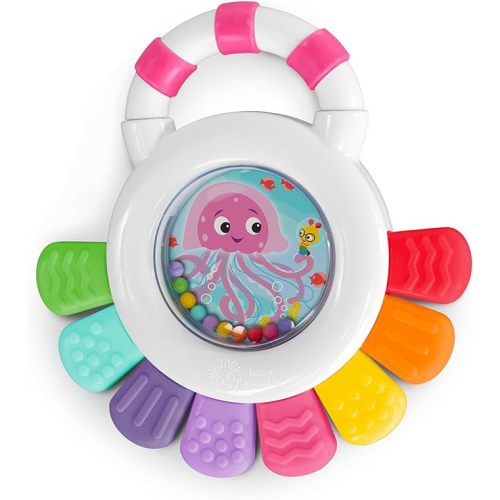 Baby Einstein Ocean Explorers Sensational Janet Sensory Rattle & Teether, Ages 0+ Months, Pink Jellyfish