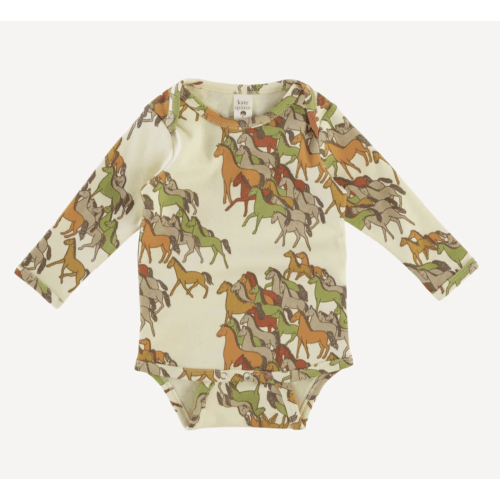 long sleeve lap neck bodysuit | horse party | organic cotton interlock