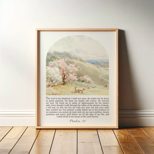 Psalm 23 Print | The Lord is My Shepherd | Modern Christian Wall Art, Bible Verse, Scripture Decor, Nursery Art | Fine Art Print or Canvas