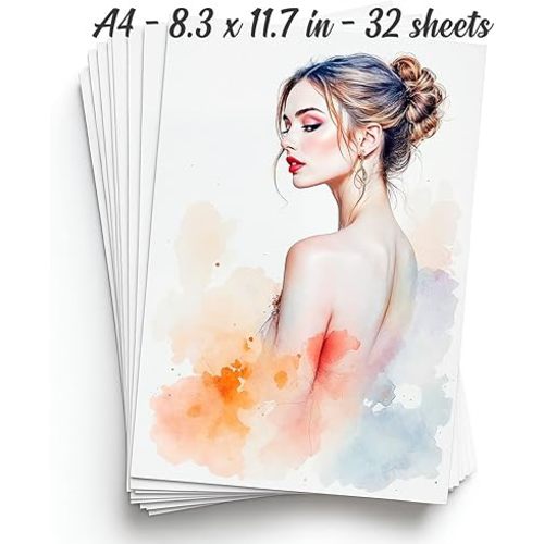 32 Sheets Watercolor Paper Pad - A4 8.3"x11.7" - Water Color Paper 140lb/300gsm - 100% Cotton Pulp - Art Supplies for Kids & Adults - For Painting, Artist Sketch, Easel, Loose Drawing