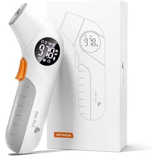 Touchless Forehead and Ear Thermometer, High Accuracy Baby Thermometer for Instant Read, Memory Function, 3 Age Modes, Object/Body Modes，Auxiliary Light