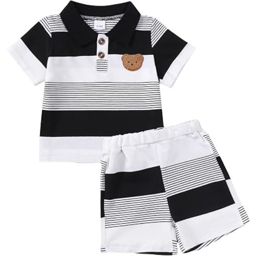 NZRVAWS Toddler Baby Boy Clothes 3 6 9 12 18 Months 2 3T Summer Spring Polo Shirt Shorts Sleeves Set Button Outfits 2 PCS