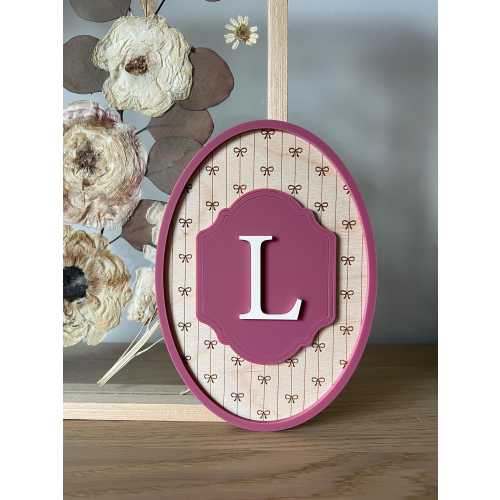Vintage inspired monogram initial sign, nursery decor, shelf sitter, girls room decor, floral, bows