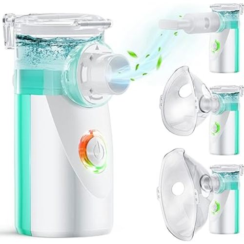 Portable Nebulizer for Adults and Kids, 2-Speed Adjustable Quiet Handheld Nebulizer, Rechargeable with Auto-Clean Function for Home Office Travel