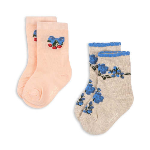 KONGES SLOJD FLOWER AND CHERRY JACQUARD SOCKS 2PC
