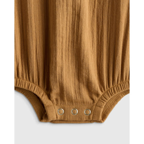 Organic Cotton Gauze Bubble Romper in Toasted Coconut