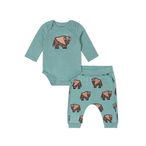 M+A by Monica + Andy Organic Cotton Gender Neutral First Moves Bodysuit + Groove Pant Set, Sizes Newborn -24 Months