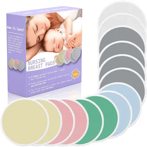 14 PCS Reusable Breast Pads for Breastfeeding – Washable Nursing Pads, Reusable Nursing Pads with Wash & Carry Bags, 4.7 Inch