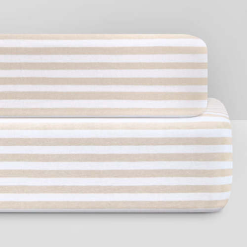 Striped Organic Jersey Cotton Crib Sheet and Changing Pad Cover Set