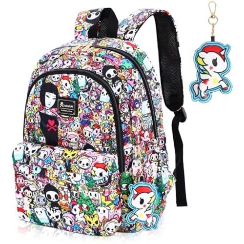 Tokidoki Backpack with Unicorno Keychain Travel Backpack for Women Casual Daypack for Work Weekender Business (multicolor)