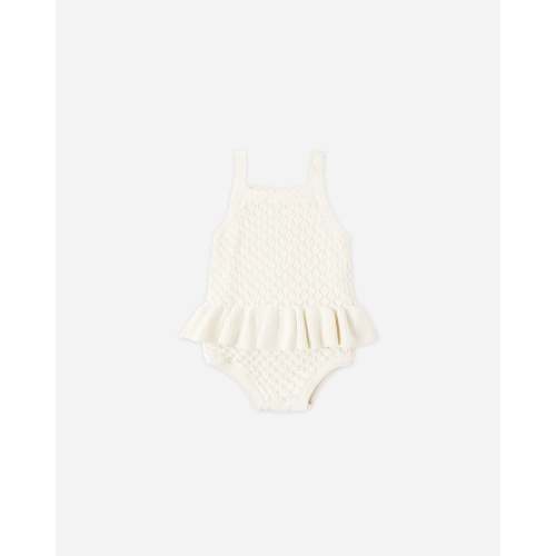 Crochet Ruffle Romper Natural