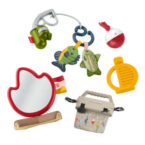 Fisher-Price Mini Me Moments Camp & Crinkle Gift Set, 7-Piece Fishing & Hiking Baby Activity Toys