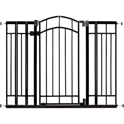 Ingenuity Multi-Use Decorative Extra Tall Walk-Thru Baby Gate, Fits Openings 28.5-48 Inch (Pack of 1), Black Metal, for Doorways and Stairways, 36' Tall Baby and Pet Gate, Black, One Size
